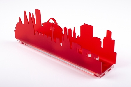 Preview: Dom Teelicht Skyline - Double - Rot satiniert