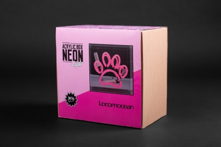 Neon-Box-Schild "Pfote - PINK"